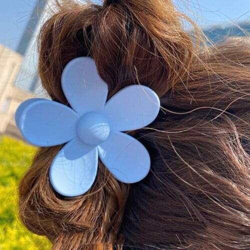 2020 Fashion Big Blue Flower Plastic Hair Claws Pink Acrylic Hair Clip Claw Hairdressing Tool Hair Accessories for Women party