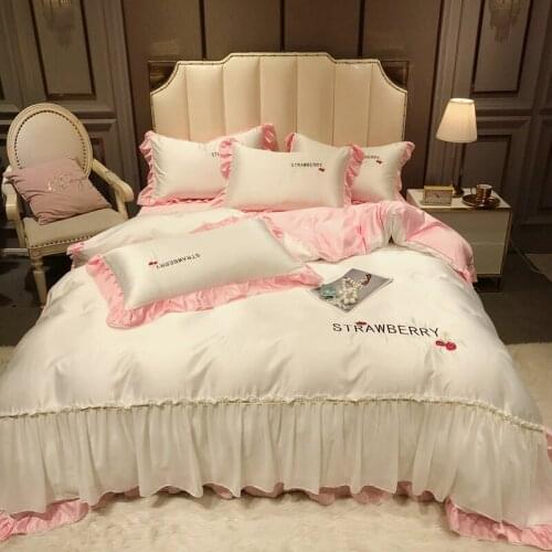 2021 new Washed silk Princess style bedding sets bed set double queen king size duvet cover bed sheet set pillowcase 4Pcs