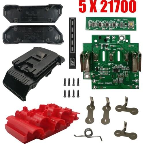 5 X 21700 BAT618 5 Core Li-ion Battery Plastic Case PCB Charging Protection Circuit Board Shell For Bosch 18V BAT610 BAT609 BOX