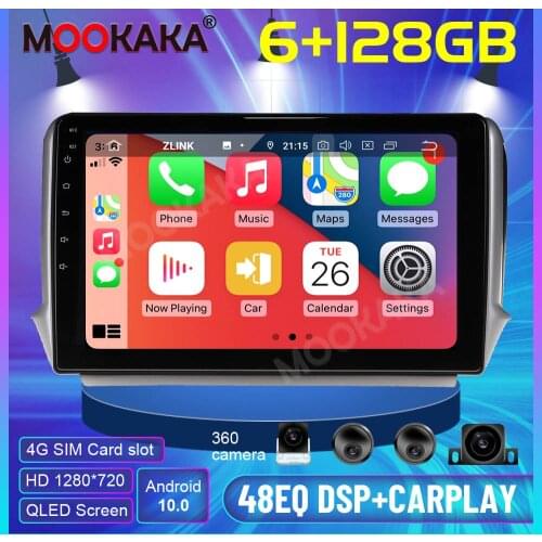 6+128 Android 10.0 For Peugeot 2008 208 2011 - 2019 Car multimedia player Stereo Screen PX6 Radio Audio GPS Nav 3D 360 Camera