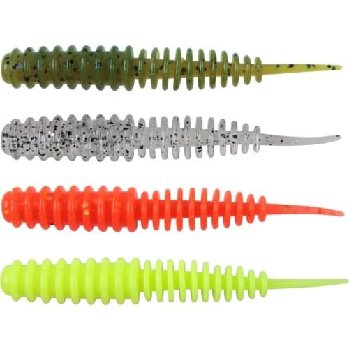 60pcs soft fishing Lure multicolor Worm 75mm 85mm Wobbler Jigging fishing Baits for Trout Bass fishing Texas rig kit tackle