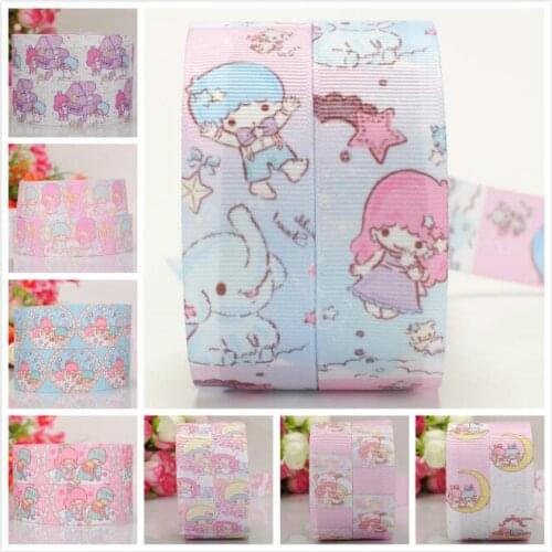 7/8" 22mm little twin star bows and ribbon printed Grosgrain cartoon Ribbon free shipping