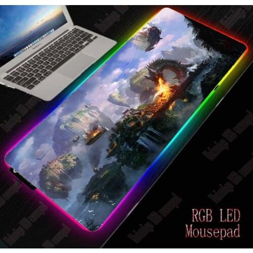 Mairuige 40*90cm Anime Fantasy World Large RGB Non-slip LED Mouse Pad Gaming Accessories Laptop PC Mousepad XL Keyboard DeskMat