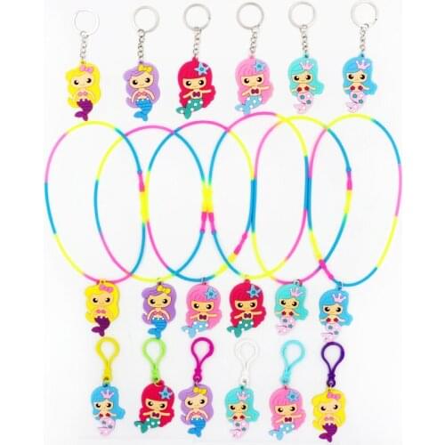 2020 6 Colors Fashion DIY Cute Fairytale PVC Mermaid Keychain Key Rings Holder Alloy Key Chain For Woman Man Kid Gift Jewelry
