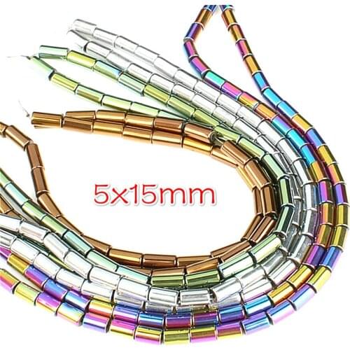Natural Stone Hematite Beads 3x5mm Electroplated Colorful Tube Beads Jewellery Making DIY Necklace Bracelet Earrings Accessories