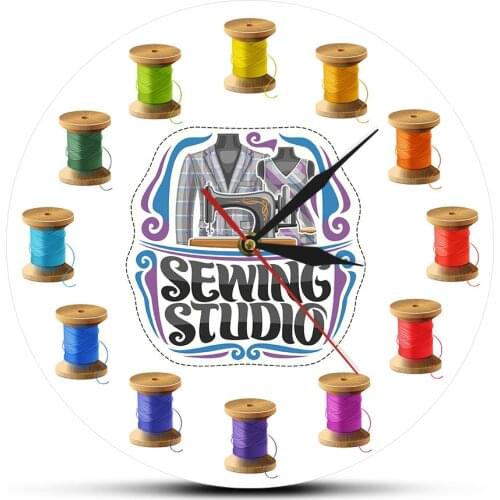 Sewing Colorful Thread Wall Watch Seamstress Designer Tailor Shop Studio Decor Acrylic Clock Quartz Horloge Free Shipping