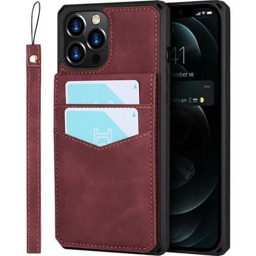 Card Slot Holder Cover For iPhone 12 Pro Max Luxury Leather Case For iPhone 11 Pro max X XS XS Max XR 8 7 Plus 12mini Retro Case