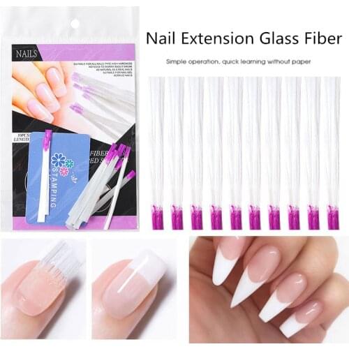 2/10PCS Fiber Glass Nail Extension for UV Gel Building French Manicure Acrylic Fiberglass Nail Forms Salon Tool Tips Accessory