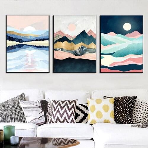 GATYZTORY 3Pcs Painting By Numbers Kits Mountain 40x50cm Paint By Number DIY Adults Gift Canvas Handmade Landscape Home Decors