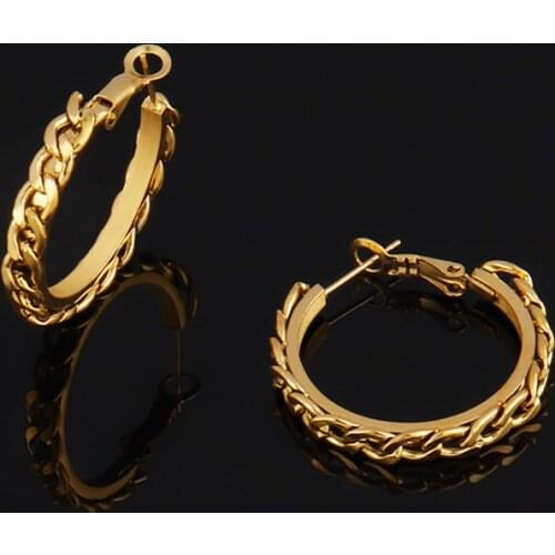 Stainless Steel Earring For Women Minimalist Round Circle Chain Earrings Punk Hoop Earring Geometry Statement Earring Jewelry