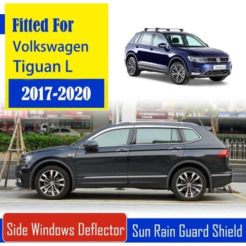 1 Set Chrome Side Vent Sun Shade Window Visors Rain Guard Deflectors For Volkswagen Tiguan L 2017-2020