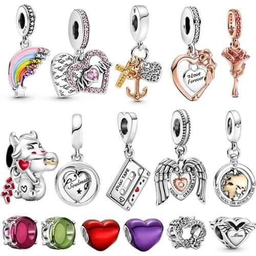 2021 New 925 Sterling Silver Valentines Day Pendant Is Suitable For Original Pandora Bracelets And Fashion Ladies DIY Jewelry