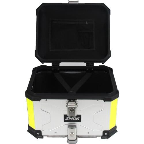 Motorcycle 45L Tailbox Aluminum Alloy Quick Release Trunk Waterproof Long Handle Locked Storage Box Silver and Black