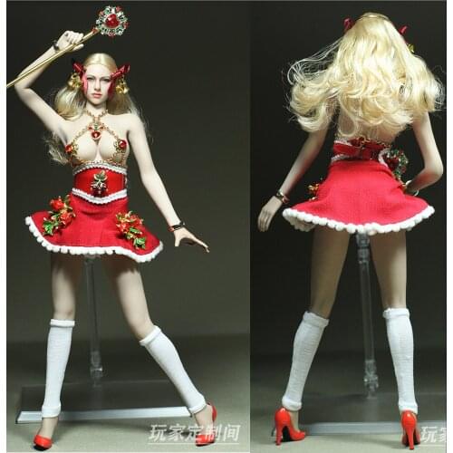 New 1/6 Female Christmas Dress Cane Skirts Clothes Fit 12" Female Action Figure Dolls
