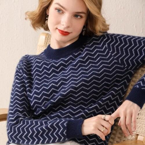 2021 winter new ladies pullover 100% wool sweater casual round neck knitted cashmere sweater plus size loose women top thick hot