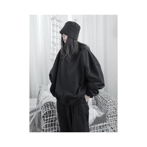 New Products Niche design shape deconstruction round-necked hoodie female dark boyfriend wind coat autumn and winter