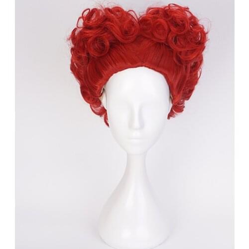 Halloween Alice in Wonderland Red Queen Cosplay Wig Role Play Queen of Hearts Costume Red Hair +Wig Cap