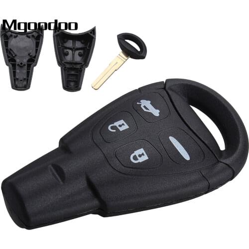 Mgoodoo 4 Button Remote Key Shell Fob Blank Blade For Saab 9-3 Sport Sedan Convertible Sport Combi Wagon 03-07 Replacement Case