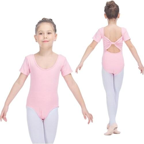 Retail Light Pink Cotton/Lycra Cap Sleeve Ballet Dance Leotards with Butterfly Back for Laides and Girls