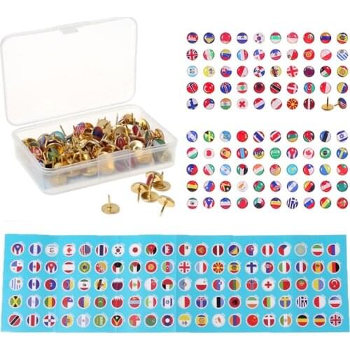 Push Pins National Flag Thumb Tacks Country Map Push Pins for Bulletin Board, Map, Office (Assorted Countries Pattern, 194 Piece