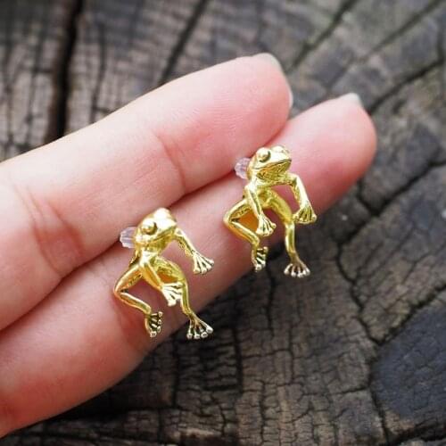 Cute Frog Earrings for Women Girls Animal Gothic Ear Stud Earrings Piercing Female Korean Jewelry Brincos