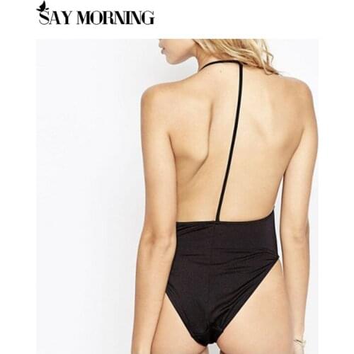 SAY MORNING Sexy Deep V Neck One Piece Swimsuit Push Up Biquini Solid Backless Beachwear Swimwear Bathing Swimming 2021