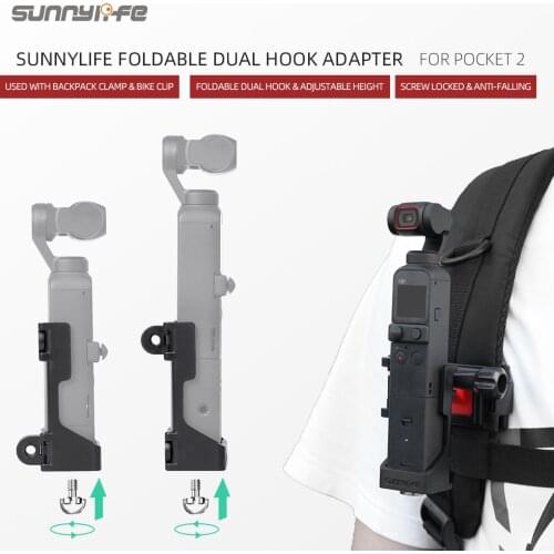 Foldable Dual Hook Adapter Base Mount Connecting Backpack Clamp Bicycle Clip Accessories For DJI Pocket 2 Gimbal Parts