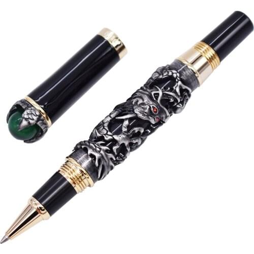 Jinhao Dragon King Vintage Rollerball Pen, Green Jewelry Metal Embossing , Noble Gray Color Business Office School Supplies