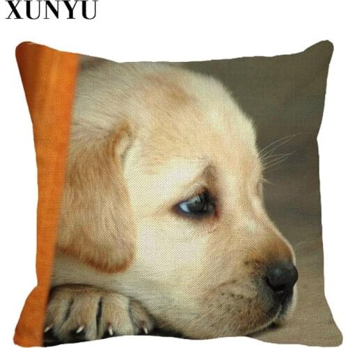 XUNYU Cute Little Labrador Dog Cushion Cover Throw Pillow Covers Couch Cushion Cover Home Decorative Pillowcase 45*45cm A0059