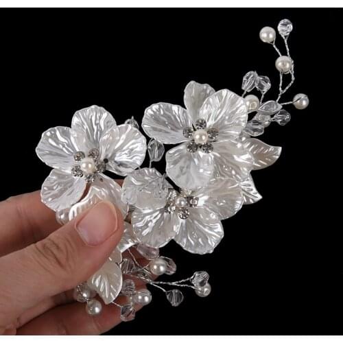 Bridal Crystal Pearl Flower Hair Clip Hair Jewelry Wedding Hair Accessory Luxury
