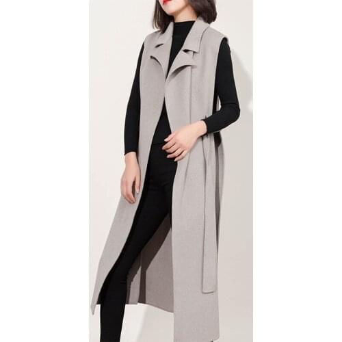 Cashmere Belt Vest Women New Fashion Elegant Wool Waistcoat Female Double Side Sleeveless Overcoat Abrigos LX1939
