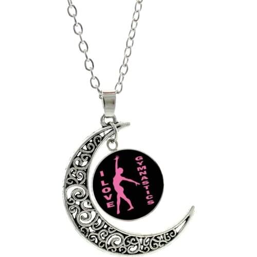 NEW 2017 new vintage I Love Gymnastics women fashion necklace casual sports charms gym moon pendant statement jewelry SP102