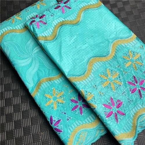 2.5 y Swiss lace fabric +2.5 y Bazin Brode riche embroidery African 100% cotton fabrics Swiss voile lace popular Dubai style 4L7