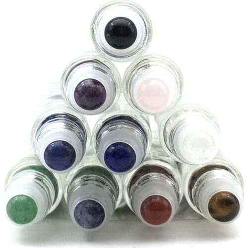 20pcs Natural Gemstone Roller Ball Fit 5ml 10ml Thick Glass Perfume Essential Oil Roll On Bottles