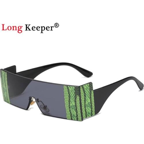 2020 Fashion One Piece Snake stripe Sunglasses For Women Luxury Brand Square Sun Glasses Men Vintage Black Green Shades UV400