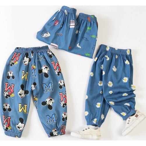 Boys 2020 New Summer Trousers Baby Mosquito Pants Childrens Summer Thin Cropped Trousers Small Boys Imitation Jeans