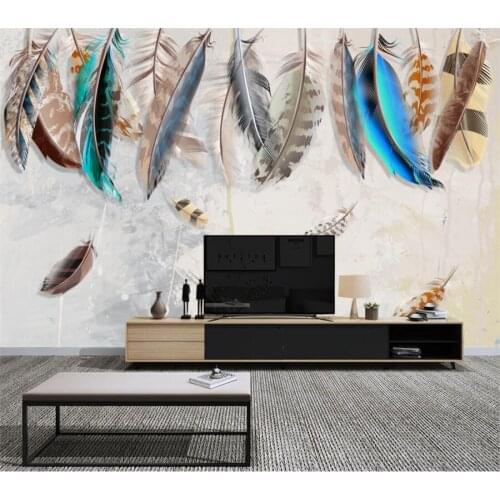 Beibehang Custom mural 3d wallpaper American simple fashion color hand-painted feather texture art bedroom background wallpaper