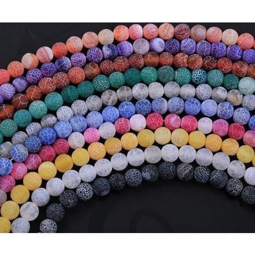 6/8/10/mm Natural Stone Matte Onyx Beads For Jewelry Making Frost Cracked color Agates Beads Diy Bracelet Necklace 15inches