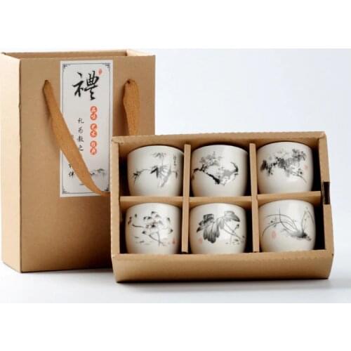 6 Pcs/set Ceramics Cup High-end Gifts the Chinese Tea Culture Jingdezhen Office Home Drinkware Water Cup Porcelain E11605