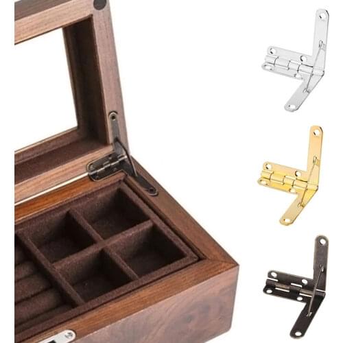 2/10Pcs Antique Bronze Hinge Support Frame Jewelry Wine Case Wooden Cigar Gift box lid 90 Degree Spring furniture Hardware