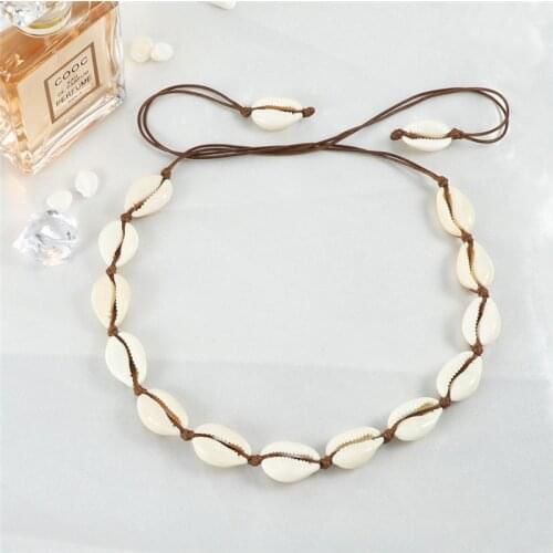 Bohemian Summer Cowrie Shell Necklace for Women Girl Fashion Natural Conch Seashell Blue Red Rope Necklaces Best Friend Jewelry