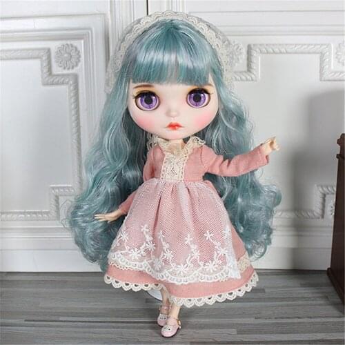 DBS 1/6 Blyth BJD ICY Doll clothes Lace Pink dress with Kerchief Lolita Joint body