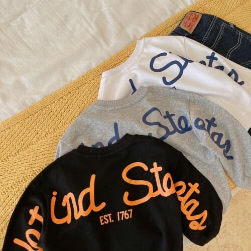 Childrens Sweatshirts 2021 Autumn New Baby Boy Korean Letter Printing Hoodies Casual Fashion Pullovers for Boys Kids Clothing