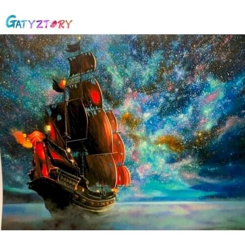 GATYZTORY Landscape DIY Painting By Numbers Modern Wall Art Picture Acrylic Coloring Boat Paint On Canvas For Home Decor Artwork