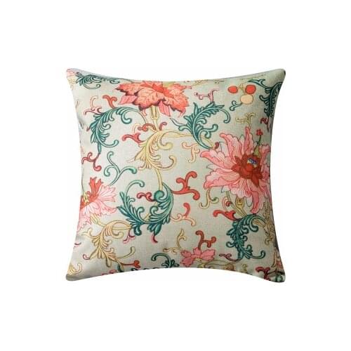Cotton Floral Printcloth Decorative Throw Pillow Covers Chinese Japan Style Indoor/Outdoor Cushion Covers Home Decoration 45cm