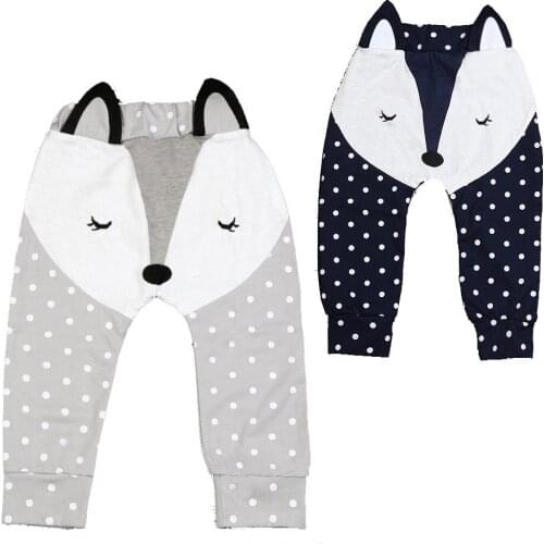 Hooyi Fox Baby Boys Pants Polka Dot Newborn PP Panties Grey Navy Bebe Clothing Trouser Cotton Leg Warmer Girl Tights Underpant