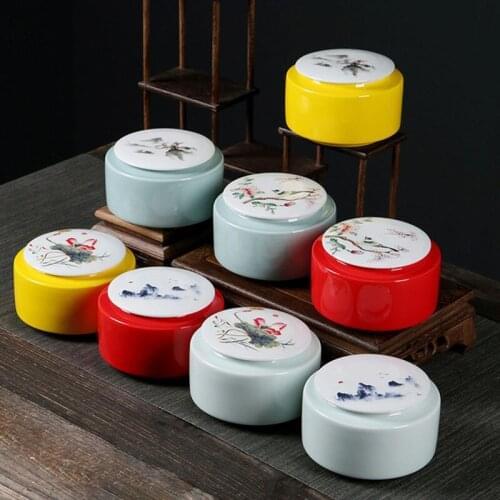 Ceramic Tea Canister Moisture-proof Sealed Storage Tea Box Jar Pu'er Wolfberry Container Tea Caddy Living Room Kitchen Teaware