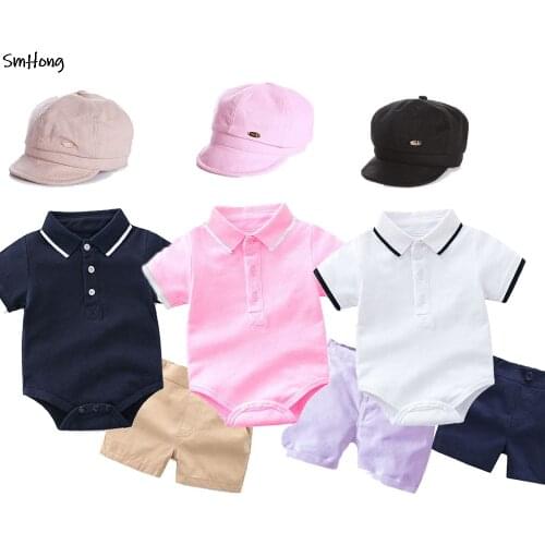 Romper+Short+Hat 3pcs Baby Clothing Sets Newborn Baby Girls Summer Clothes Baby Boy Clothes Girl Sets Pour Enfants Outfits