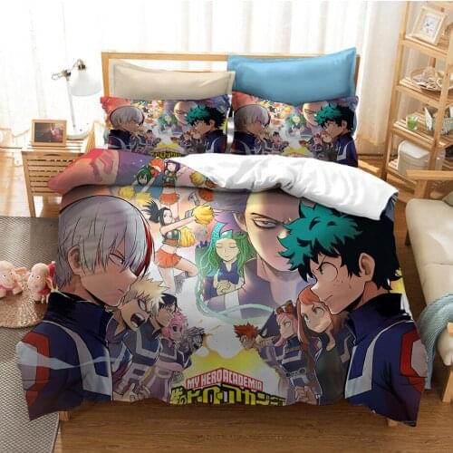3D Print Anime Comforter Bedding Set Duvet Covers Pillowcases Home Textile Luxury Cartoon Queen King Size Kids My Hero Academia