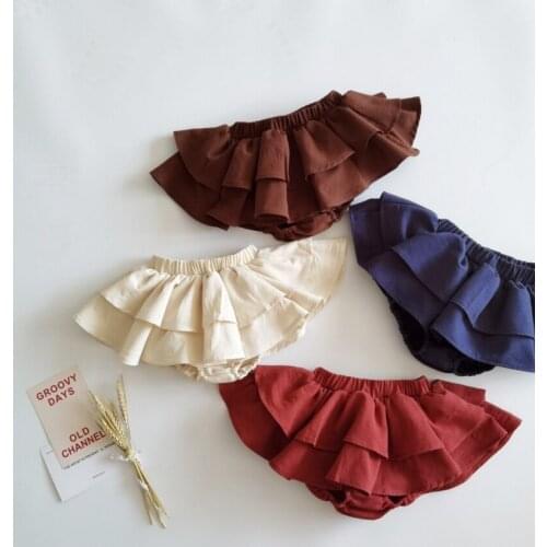 Summer 2021 Baby Kids Girls Satin Ruffle PP Shorts Lace Girls Bloomers Shorts Infant Solid Color Fashion Summer Short Panties